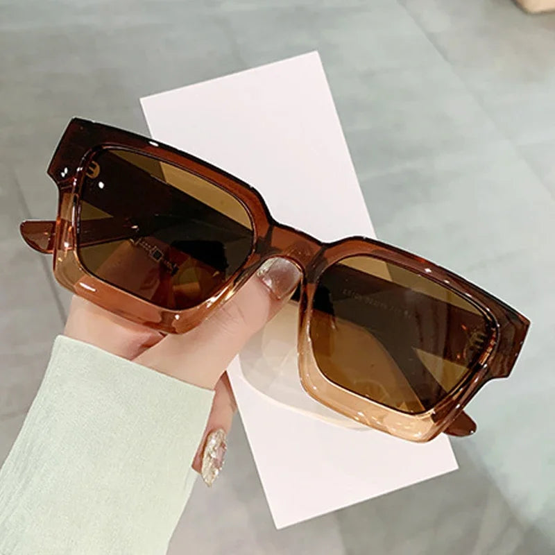 JNPCXI New Color Ins Popular Women Square Sunglasses Retro Men Tinted Leg Shades UV400