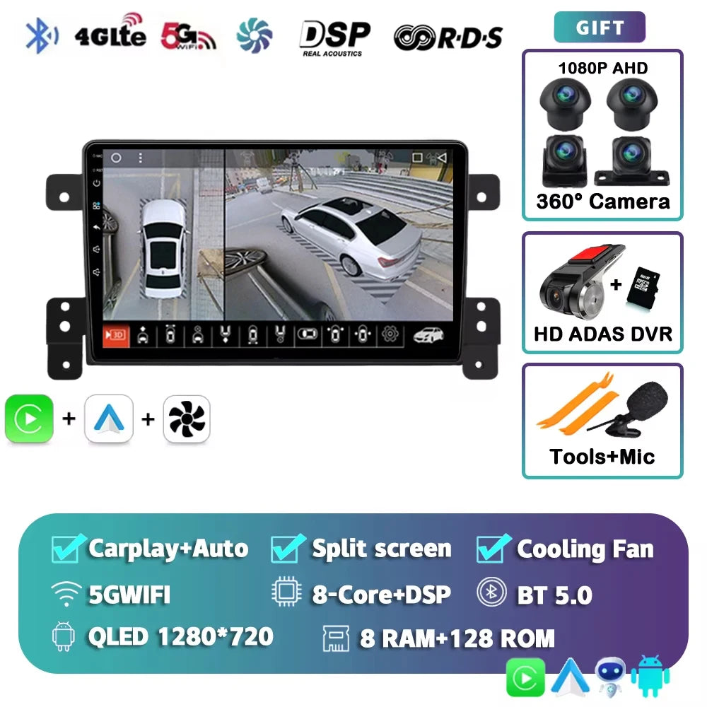 Android 15 Car Radio For Suzuki Grand Vitara 3 2005-2015 Wireless CarPlay Android Auto Multimedia Player GPS 4G WiFi Autoradio 2