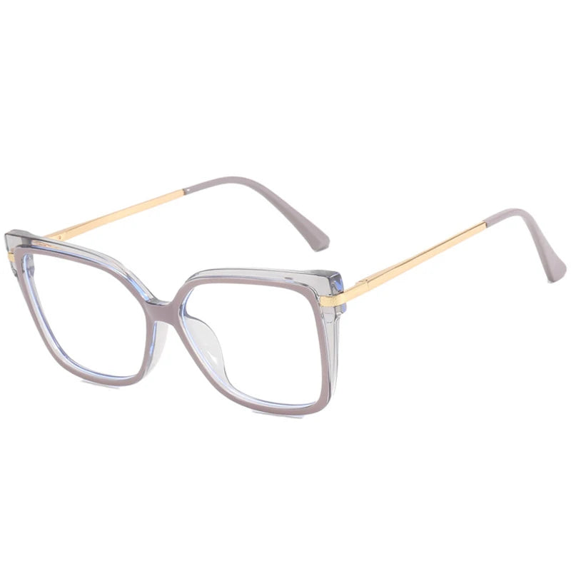 JNPCXI New Retro TR90 Square Women Glasses Frame Double Colors Fashion Leopard Clear Anti-blue Light Optical Eyeglasses