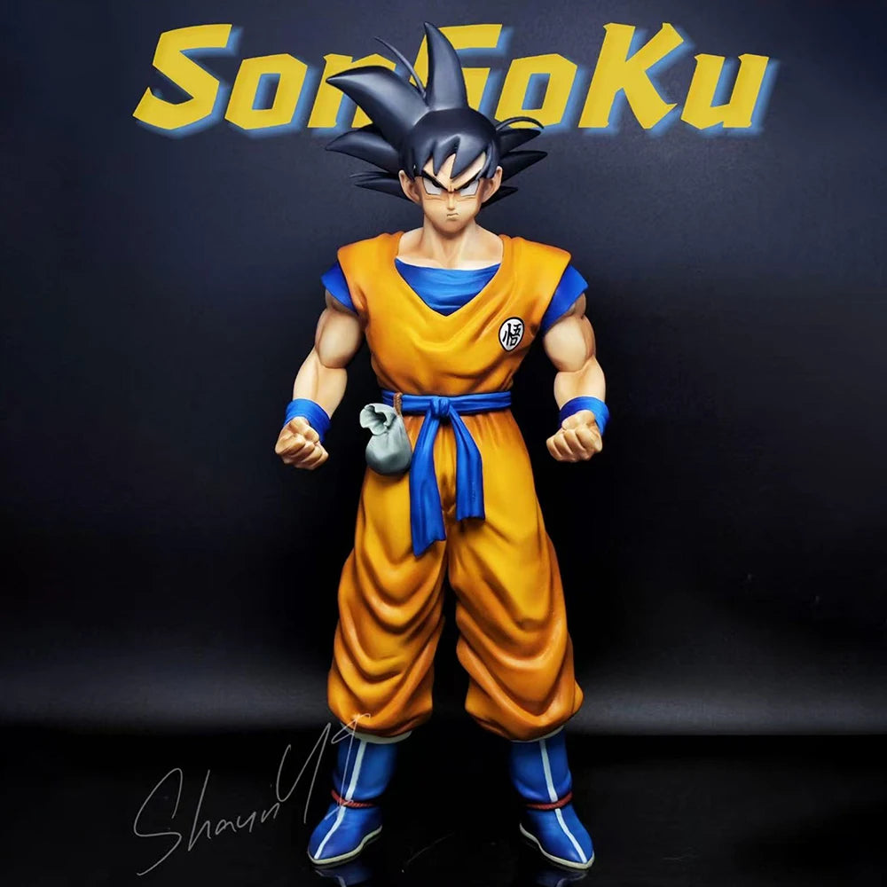 YJ Statue Dragon Ball Z Son Goku Figure Senzu Beans Super Saiyan Goku Action Figure 32cm/12.6inch Collection Model Toy Gift