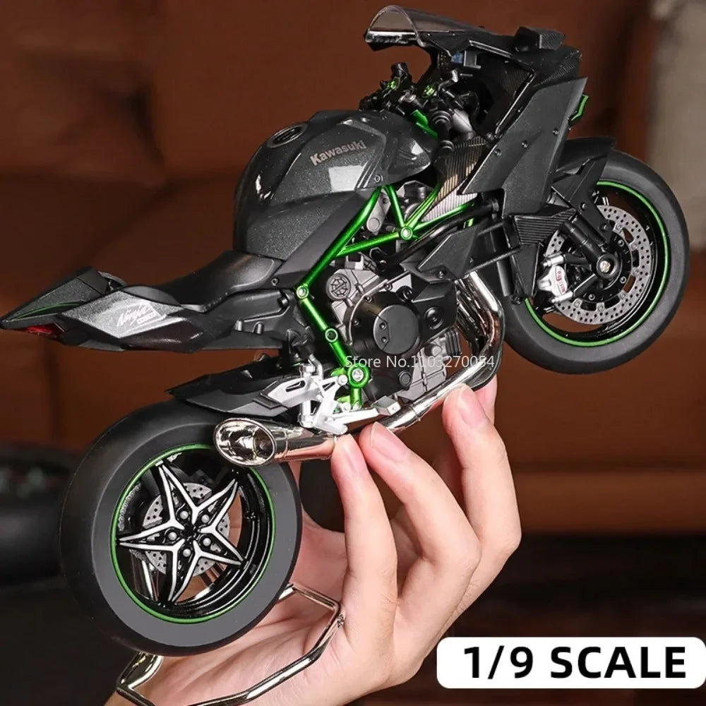 1/9 Kawasaki H2R S1000RR Motorcycle Model Car Toy Alloy Diecast Sound Light Vehicle Collection Decoration For Boys Birthday Gift