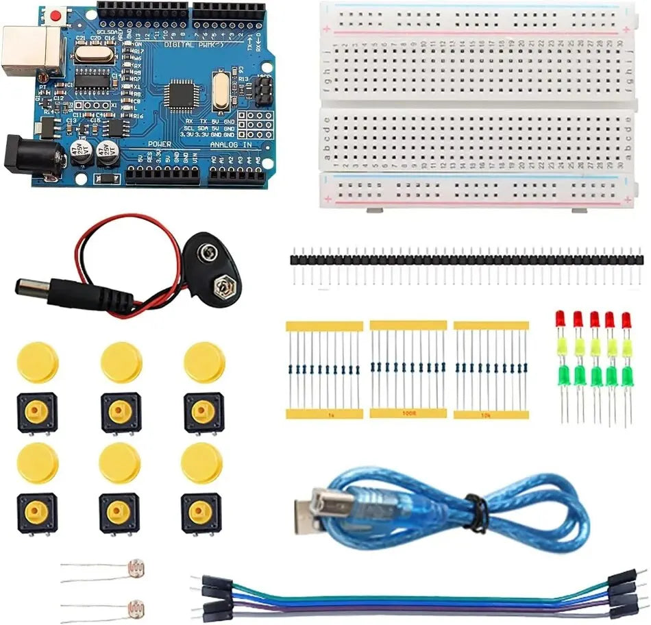 DIY Electronic Starter Kit for UNO R3 Arduino Circuit Board Electronics 12-in-1 Programmable Engineering Coding Education STEAM