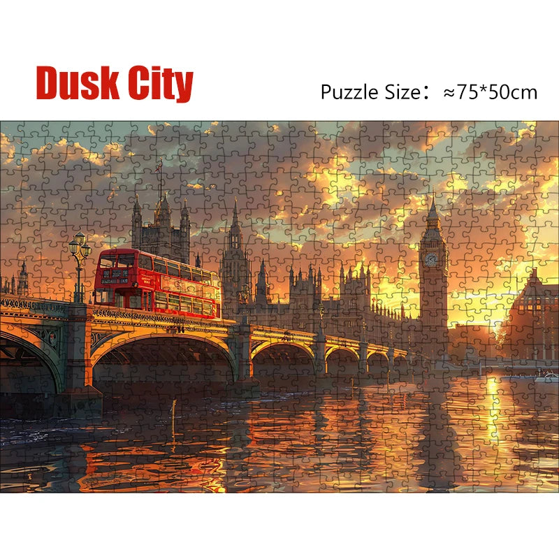 Paper Adult Jigsaw Puzzle 1000 Pieces Puzzle Toys Landscape Dusk City Puzzle Decorative Painting Exercise Brain Thinking