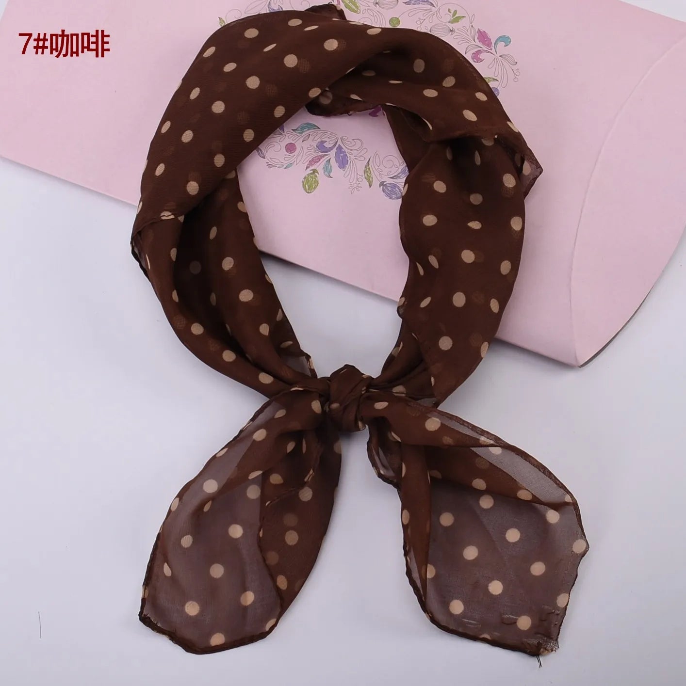 Spring/Summer Season 65 * 65 Elegant Retro Dot Small Square Scarf Lightweight and Soft Chiffon Scarf Soft and Breathable