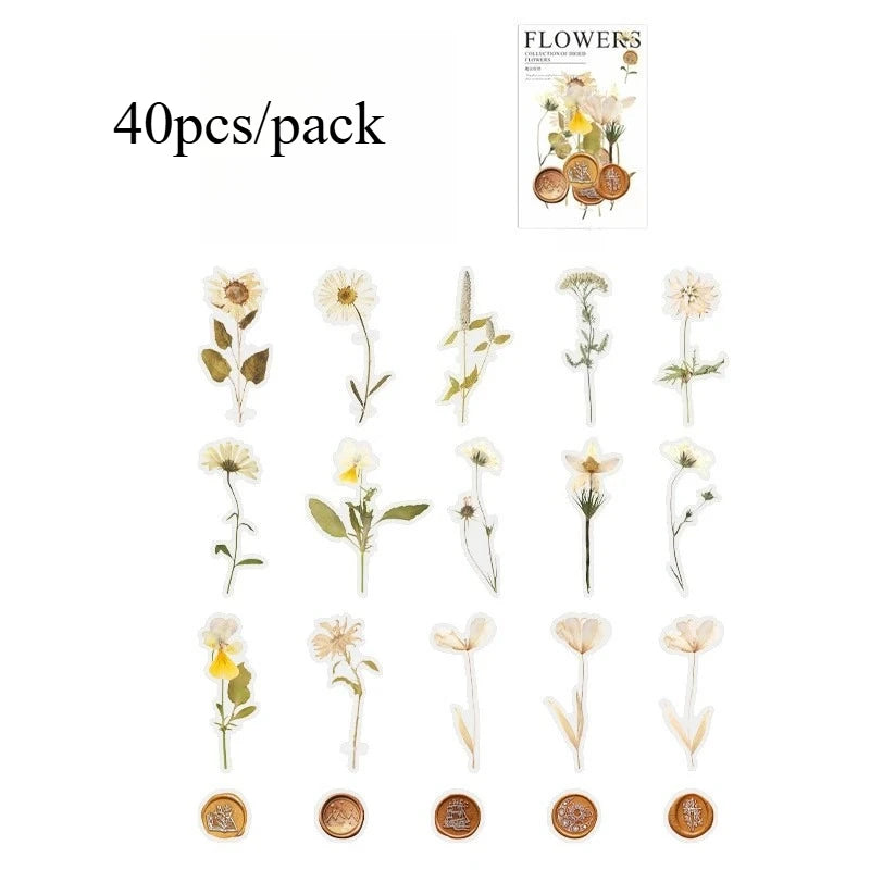 40pcs Elegant Vintage Floral Sticker Pack: Boost Your DIY Projects, Scrapbooks & Journals with Easy-to-Apply, Retro Bloom Decals
