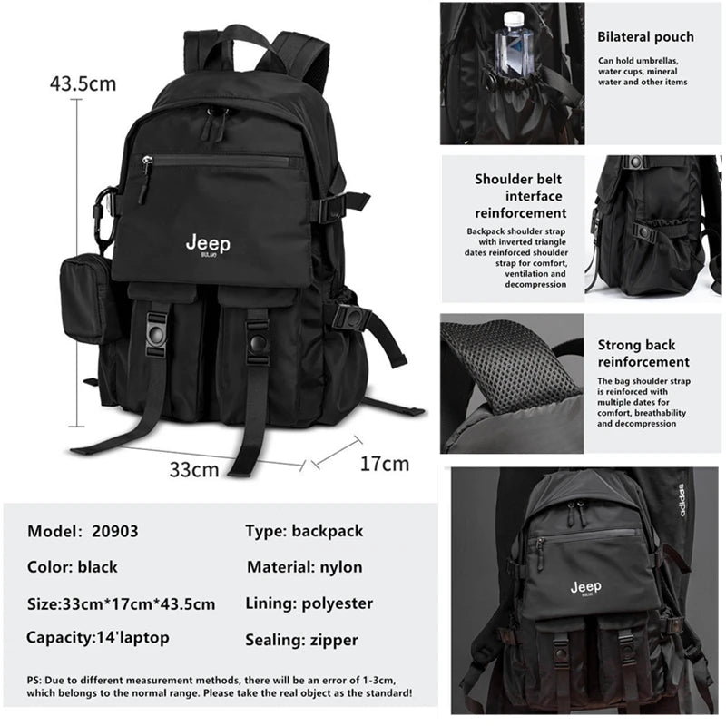 JEEP BULUO Men's Shoulder Casual Hiking Backpacks Travel Laptop Anti-Theft Bag