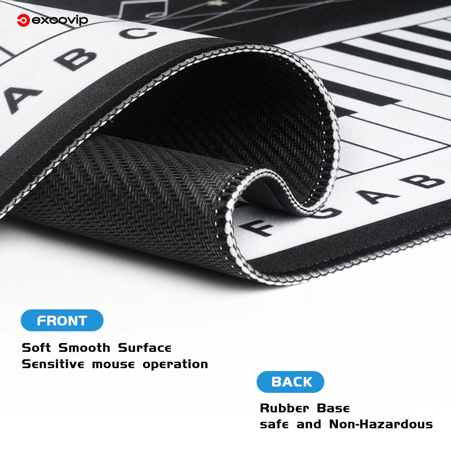 EXCO Piano Gaming Mouse Pad Large Computer Desk Mat Keyboard Mousepad with Stitched Edge Non-Slip Rubber Base for Office Home