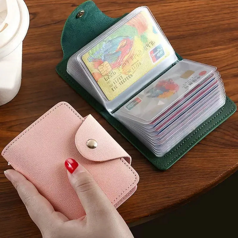 24 Bits Card Holder Business Bank Card Cash Pocket PU Large Capacity Color Wallet