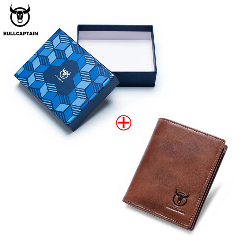 BULLCAPTAIN New 100% Leather Men's Wallet High Quality Product Leather Men's Wallet Multifunctional Card Slot Short Wallet QB017