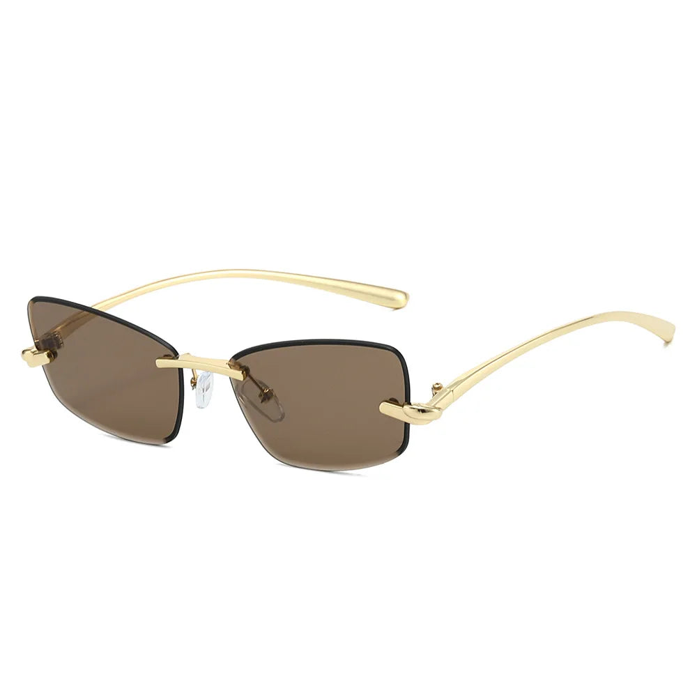 JNPCXI 2026 New Luxury Butterfly Sunglasses for Women Rimless Tint Lens Metal Shades Party Travel Decoration Uv400