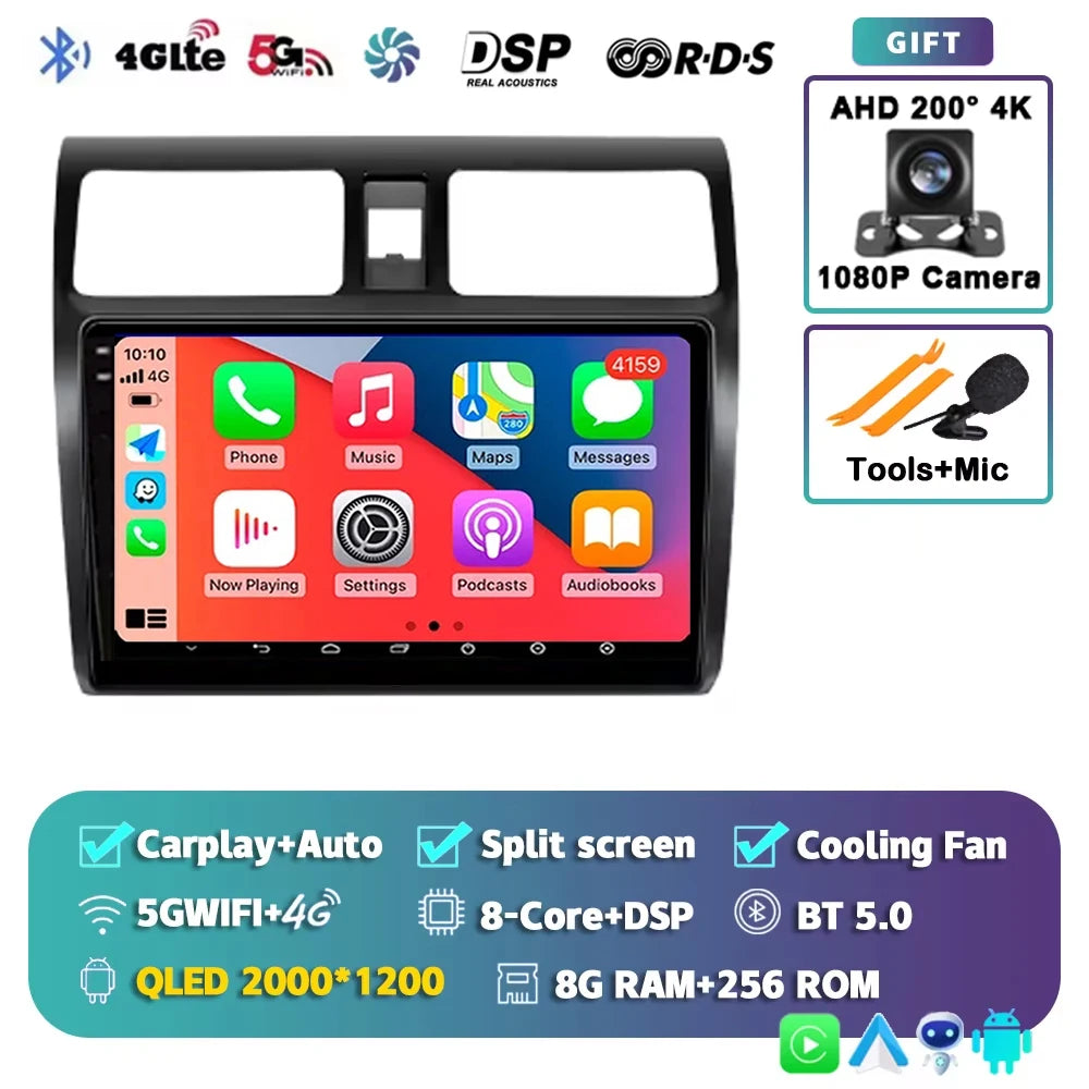 Android 15 2K 12+256GB  For Suzuki Swift 2003 - 2010 Car Radio Multimedia Video Player wireless Carplay Android Auto GPS stereo