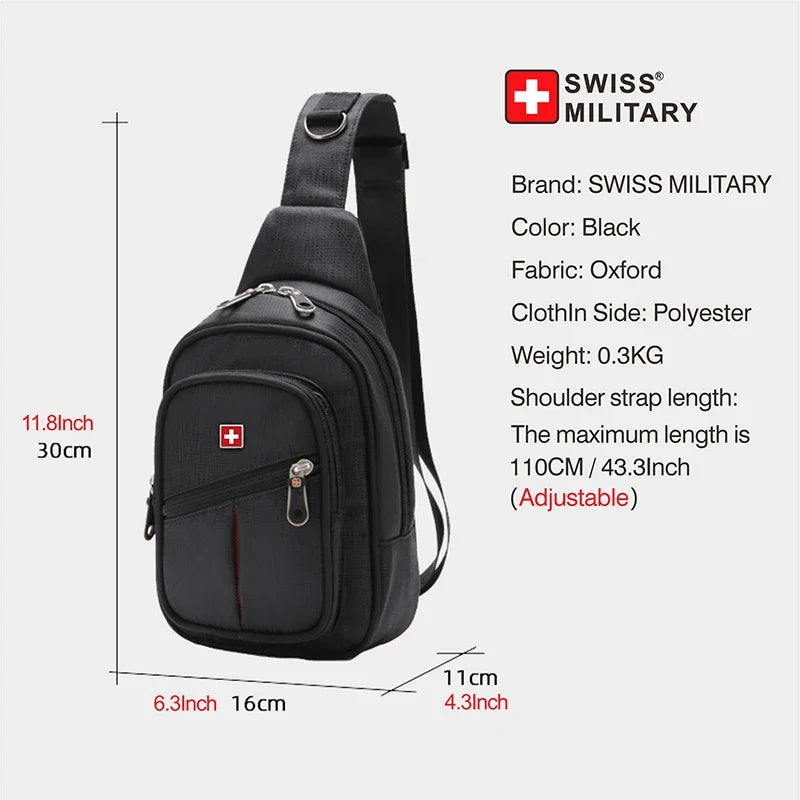 SWISS MILITARY Men's Chest Bags Leisure Waterproof Shoulder Crossbody Sling Bag