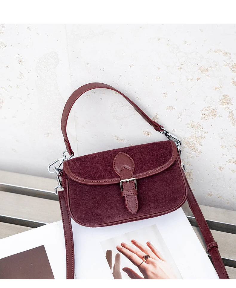 Autumn and winter women's Natural Suede leather Mini bag,luxury designer handbags, Vintage commuting leopard print messenger bag
