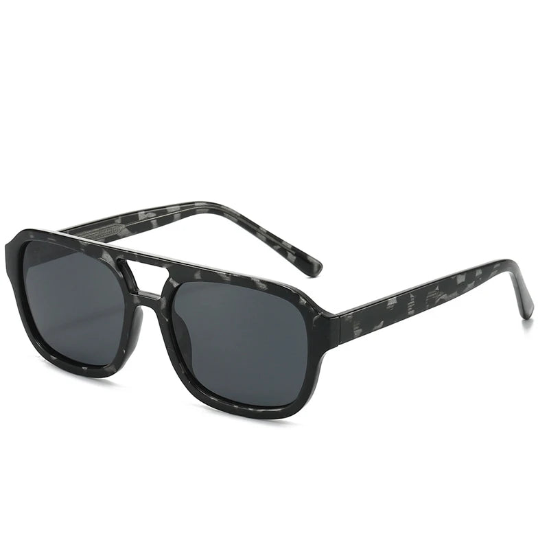 JNPCXI New Retro Square Double Bridges Men Sunglasses Fashion Quality Shades UV400 Women Gradient Blue Sun Glasses