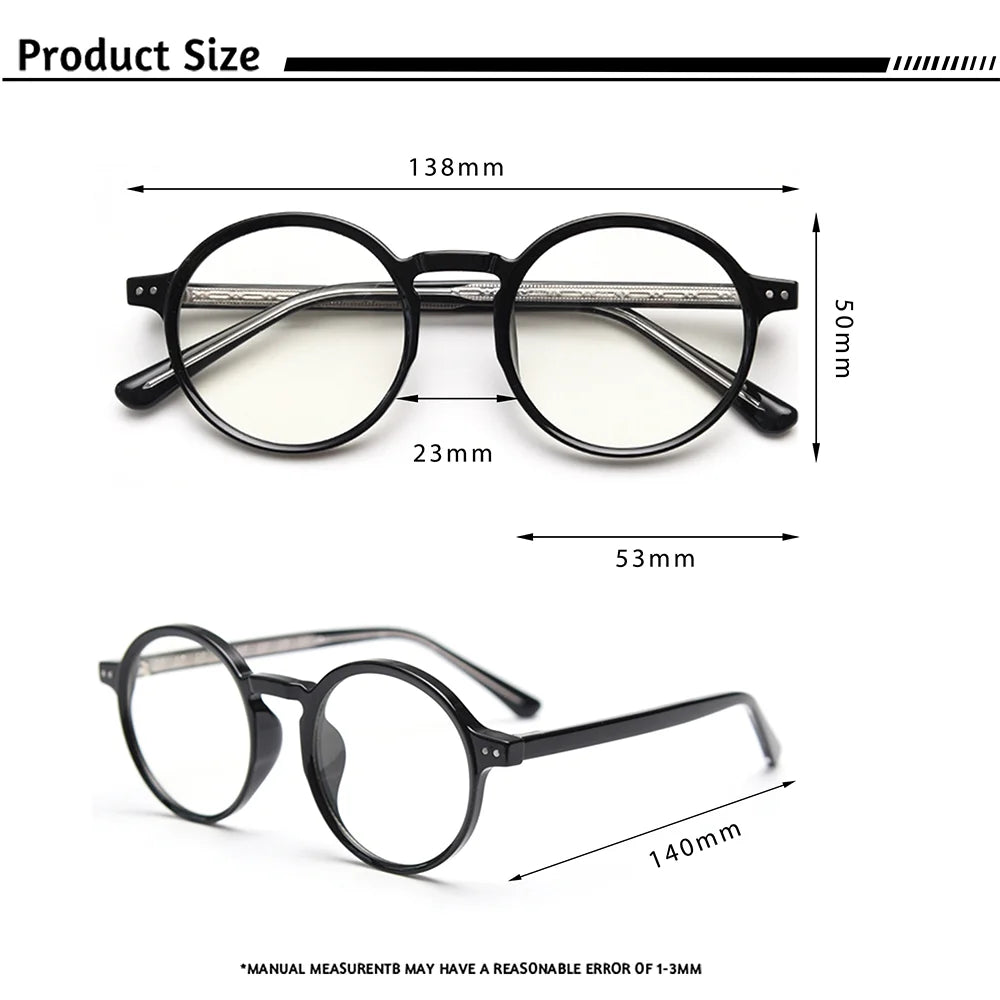 CATERSIDE New Men's Optical Glasses Customized 1.56 refractive index Round Lenses Prescription Glasses Women Reading Eyeglass