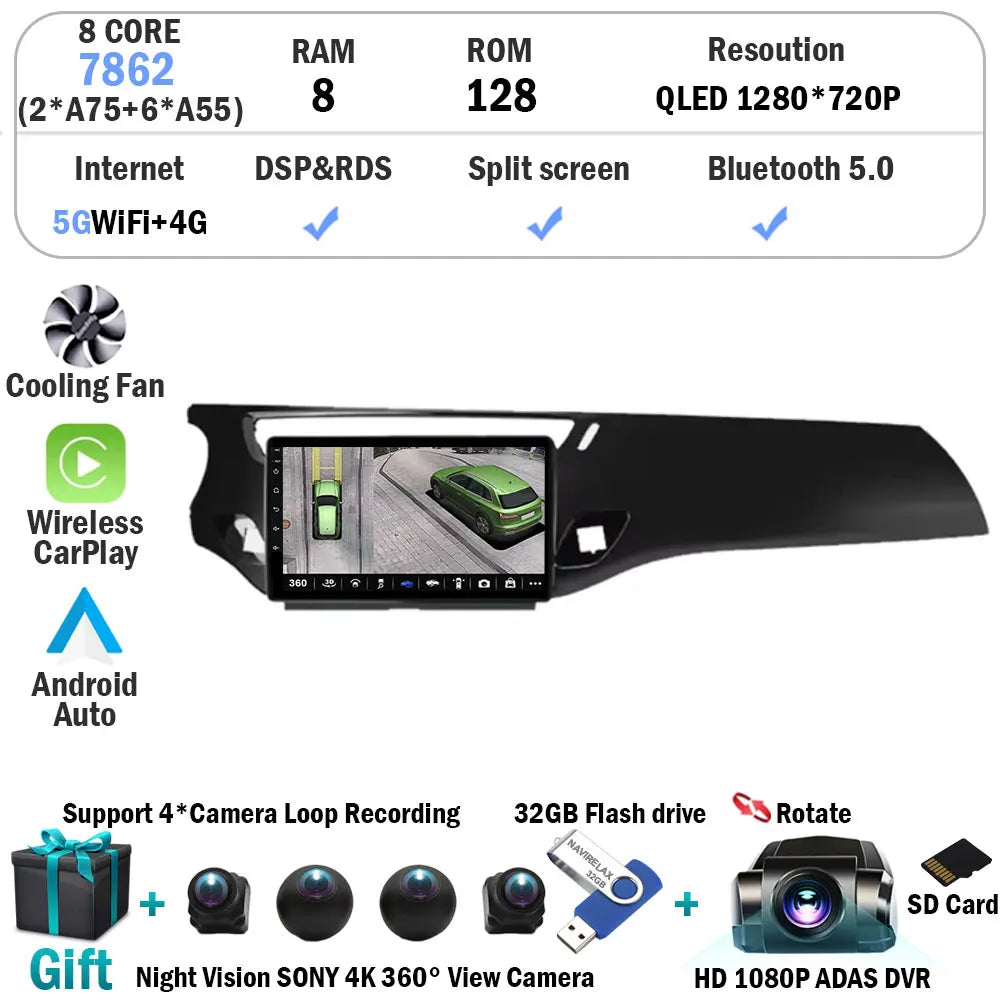 For Citroen C3 DS3 2010 - 2016 Car Radio Carplay GPS Navigation Android 15 Auto BT 5G Wifi Multimedia Player Video No 2din DVD