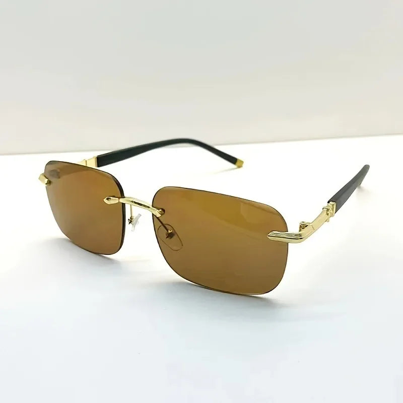 2pcs Men's Frameless Fashion Glasses  Lightweight and Durable Design Suitable for Driving and Daily Wear