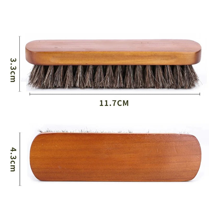 Handle Details Polishing, Cleaning Brush Horse Hair Wood Brush Leather Shoe Care