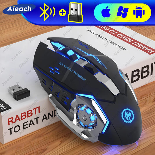 Rechargeable Wireless Bluetooth Gaming E-Sports Mouse USB Silent Backlit for PC