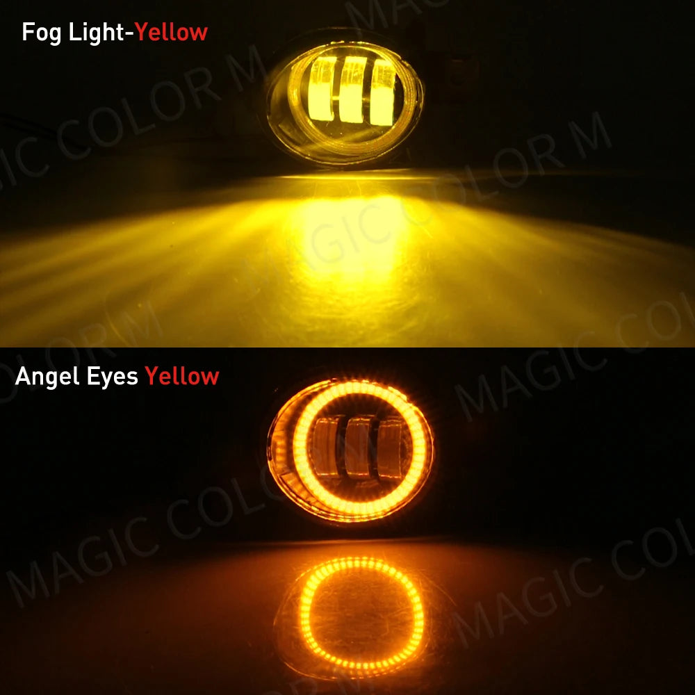 2 X Angel Eye Fog Light Assembly For Nissan X-Trail Rogue T32 2014 2015 2016 Car LED Lens Fog Daytime Running Lamp DRL H11 12V