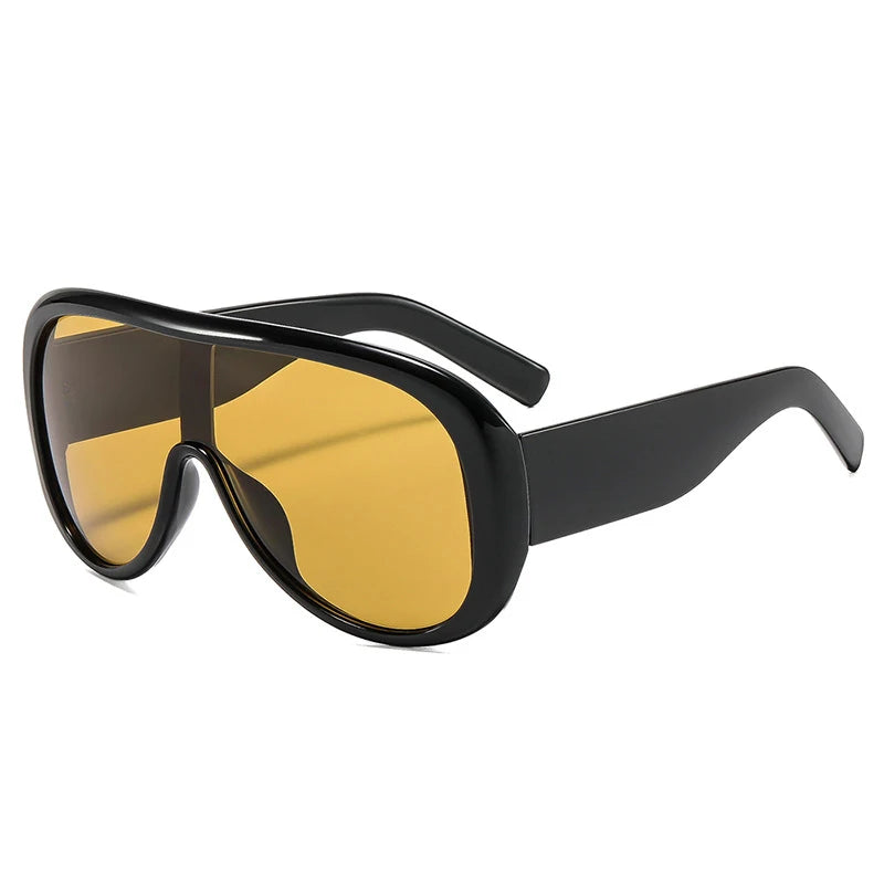 JNPCXI New Fashion Oversized One Piece Square Women Sunglasses Gray Stripe Shades Men Trending Outdoor Sun Glasses UV400