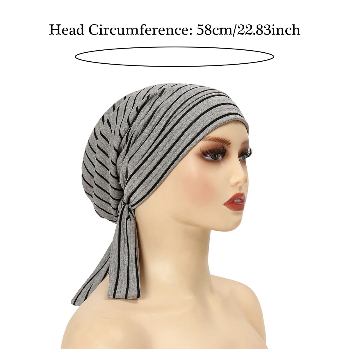 2024 New Trendy Stripe Turban Cap Women Muslim Hijab Islamic Chemo Cap Head Scarf Ladies Head Wrap Cover Hijab Scarf