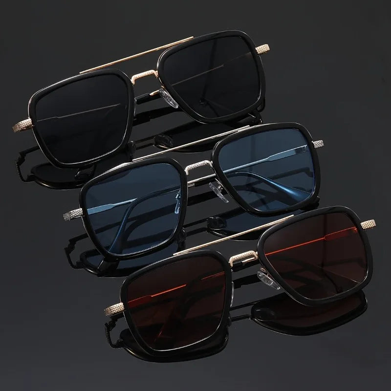 Men's Oversized Square Frame Fashion Glasses Dark to Amber Tint for Casual Streetwear Fashion Accessories Stylish Glasses