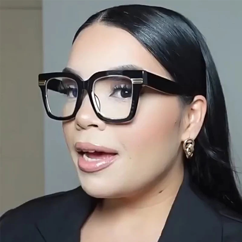 JNPCXI New Fashion Square Glasses Frame Women Clear Anti Blue Light Eyewear Vintage Men Optical Blue Green Frame