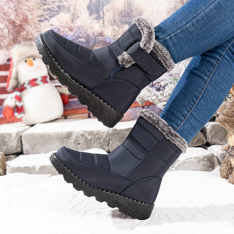 Plus Size 45 Waterproof Non Slip Snow Boots Women Warm Thicken Plush Platform Winter Boots Woman Faux Fur Ankle Botas Couples