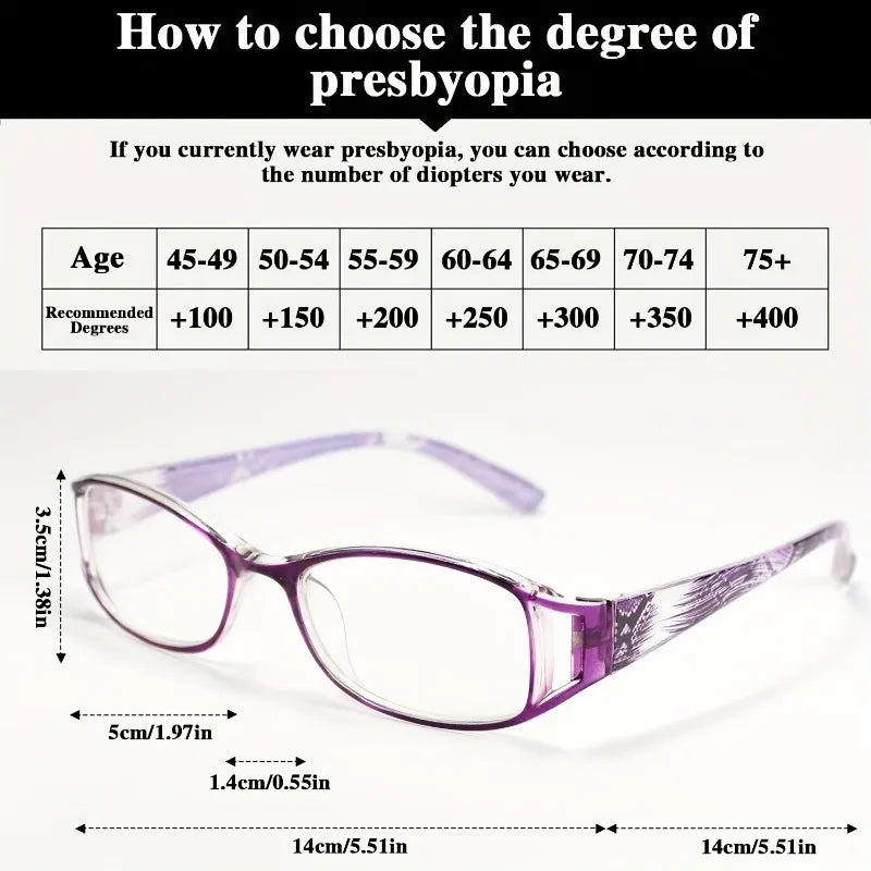 4 Sets of Women's Hollow Flower Small Frame Reading Glasses +1.0~+4.0