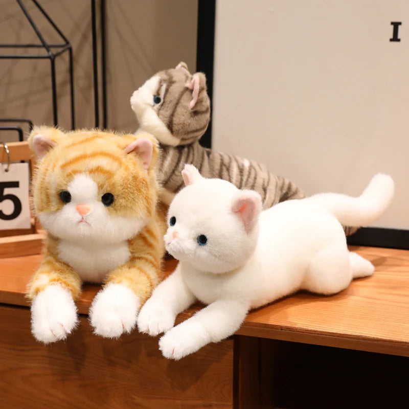 Cute Kitten Plush Toys Stuffed Animals Pet Lie Down Doll Pillow Plushies Soft Toy Children's Christmas Gifts Toys for Girl Boys