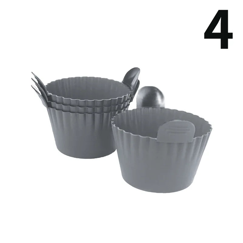 4pcs Air Fryer Baking Ramekins Silicone Mold, Cups Non-Stick, Air Fryer Accessories for Eggs,Cupcakes,Muffins,Puddings,Custards
