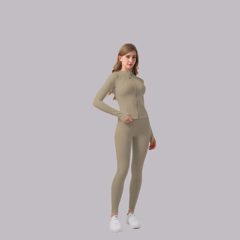 High-Elasticity Shaping Yoga Set for Women Running Fitness Sportswear: High-Waisted Tummy-Control Leggings + Form-Fitting Top