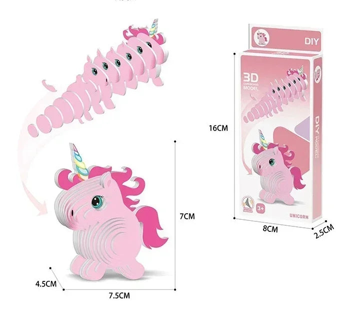 Unicorn Rabbit 3D Paper Puzzle For Kids Educational Montessori Toys Funny DIY Manual Assembly Model Toy For Boy Girl