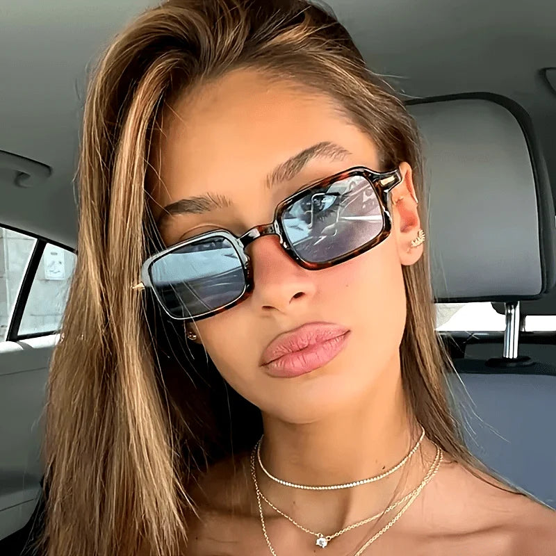 1pc Square Sun Glasses Women Popular Street Shooting Leopard Print Anti UV Fashion Sunglasses Unisex Eyewear Glasses