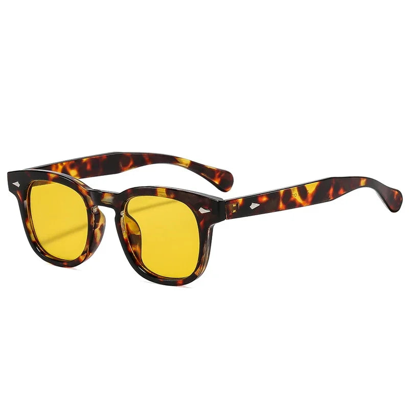 JNPCXI New Fashion Women Sunglasses Square Rivets Retro Orange Black Shades UV400 Clear Lens Frame