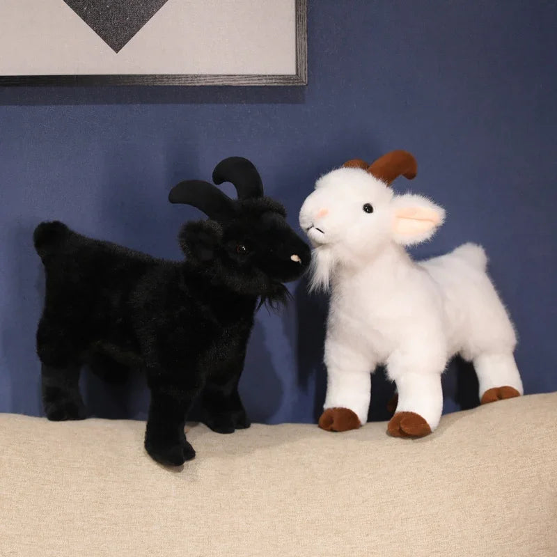 New Goat Plush Toys White Black Sheep Doll Simulation Goat Plushie Toys Stuffed Animals Sheep Doll Home Decor Kids Toys ﻿