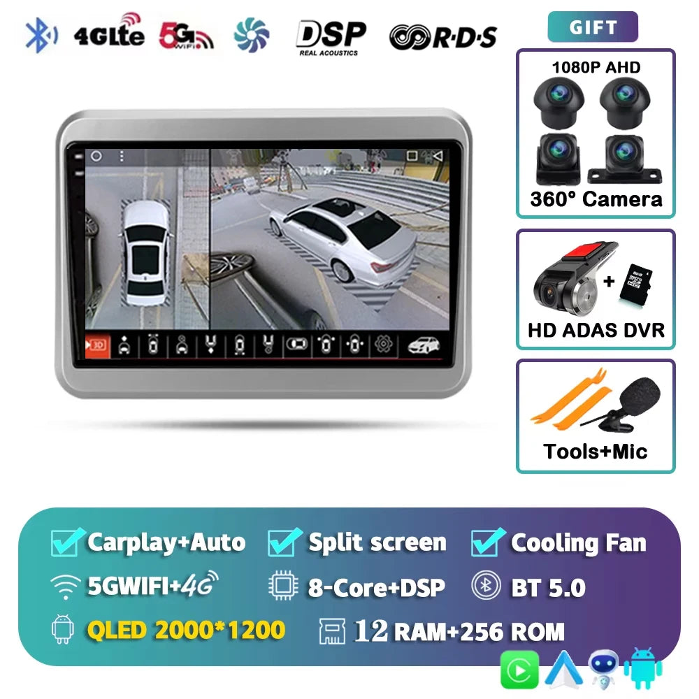 For Suzuki Spacia 2 II 2017 - 2023 2K 12+256 QLED Android 15 CarPlay Car Radio Multimedia Video Player GPS stereo Head Unit 4G