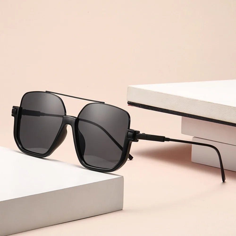 UV400 Travel Sun Glasses for Women Men Large Frame Retro Luxury Brand Designer Eyeglasses Gift