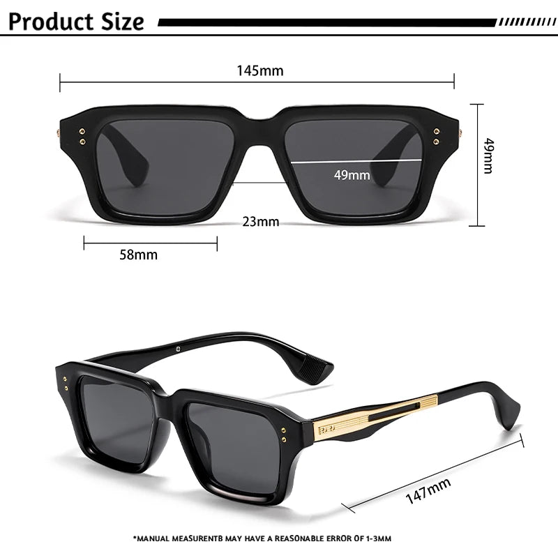CATERSIDE Retro Men's Sunglasses Unique Temple Design Luxurious Sun Glasses Women Thick Frame Travel Parties UV400 Eyeglasses