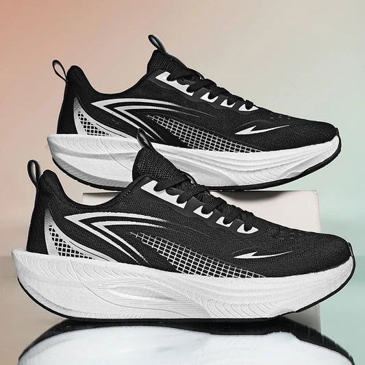 Running Shoes Men Marathon Sports Carbon Board Air Cushion Breathable Lightweight Men's Comfortable Athletic Nonskid Sneakers