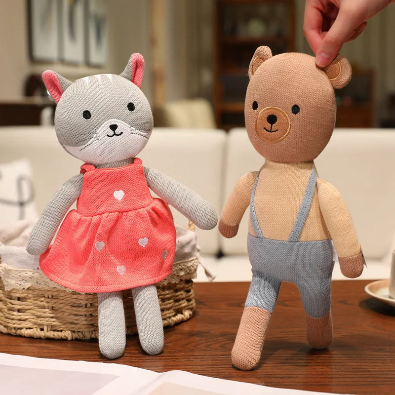 1pc 30cm Cute Rabbit Wear Cloth With Dress Plush Toy Stuffed Soft Animal Dolls Panda Cat Dog For Baby Birthday Gift