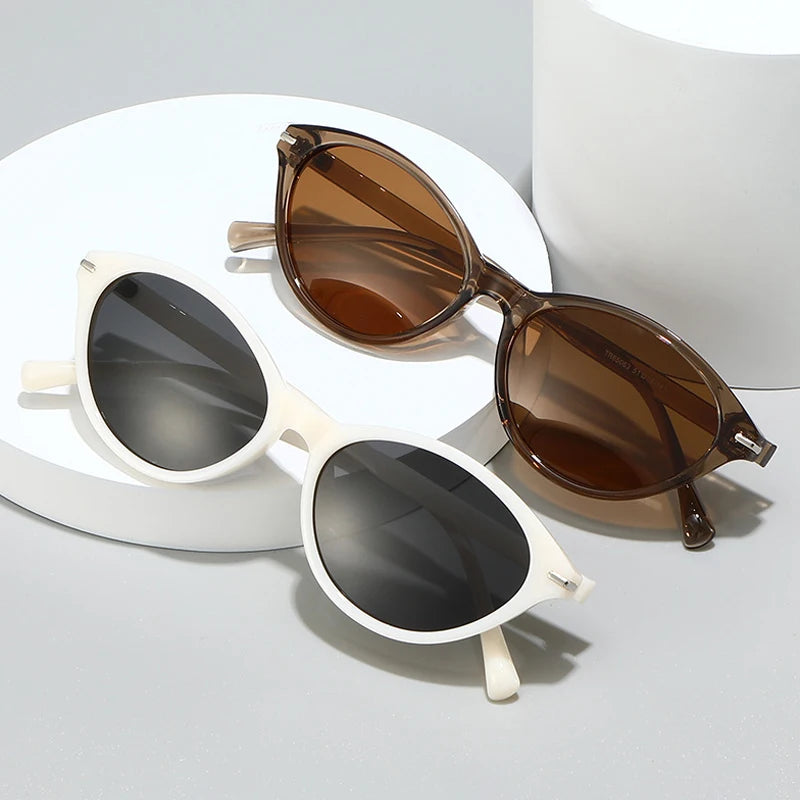 JNPCXI TR90 Fashion Oval Sunglasses Women Retro Punk Gradient Shades UV400