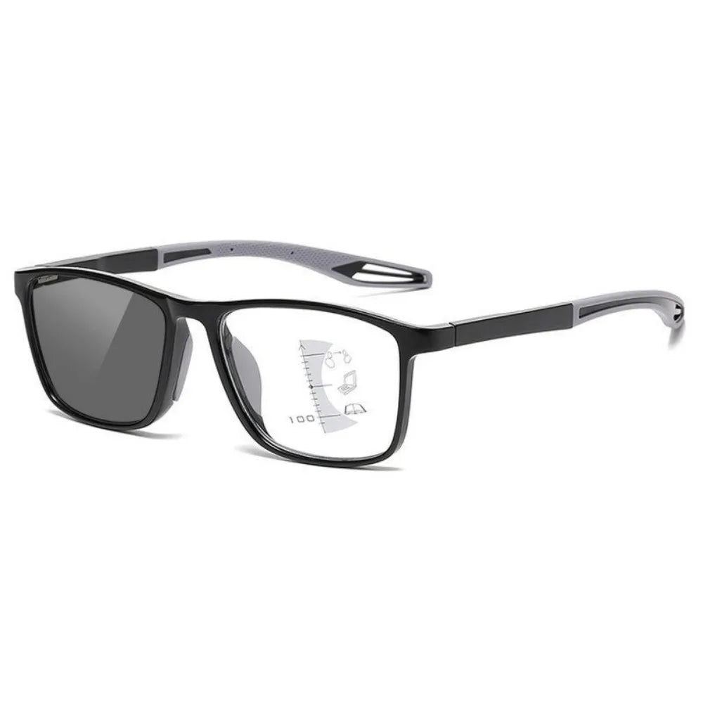 Photochromic Progressive Multifocal Reading Glasses Look Far and Near Eyeglasses Men Sport TR90 Frame Anti Blue Light Graded Eye