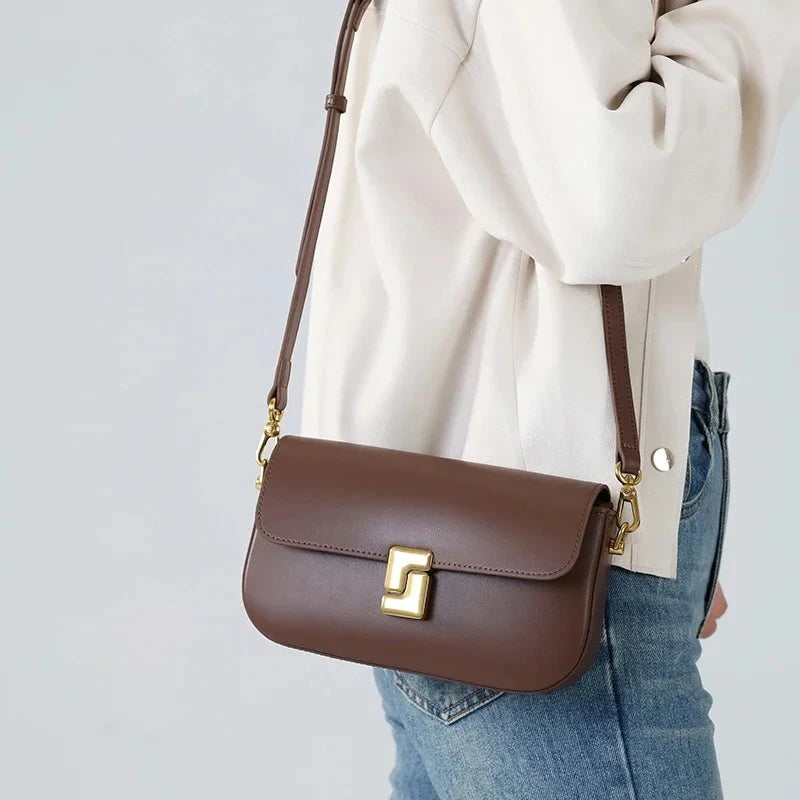 Women’s Split Leather Shoulder Bag Trend Brand Small Square Bags Luxury Designer Handbag Messenger bag for Female
