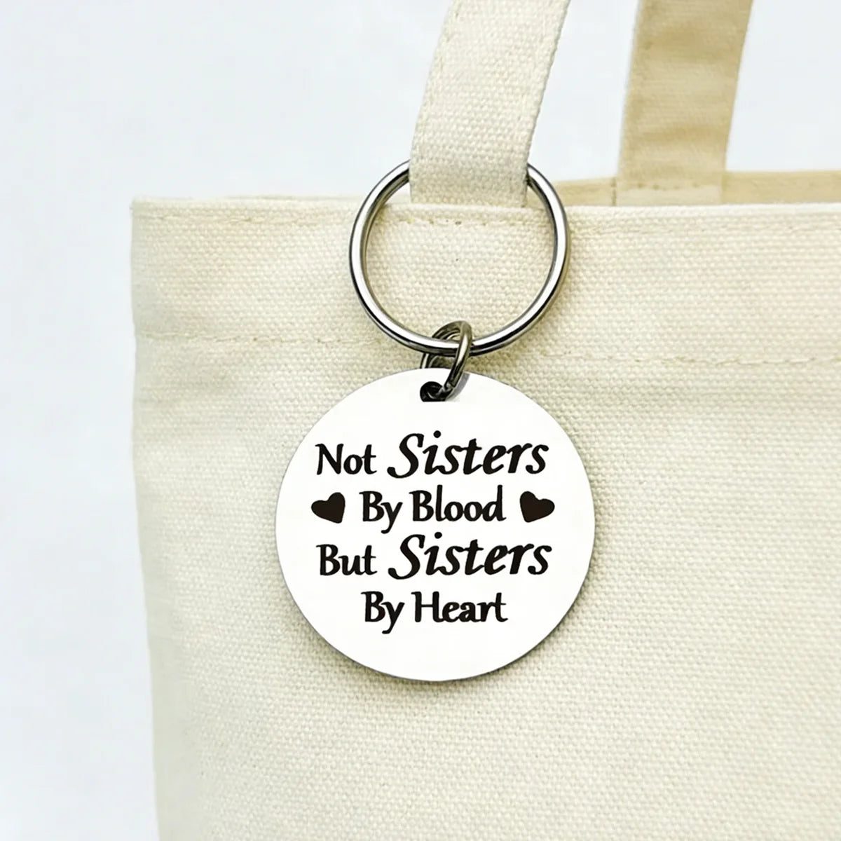 Sisters By Heart Engraved Keychain - Perfect Gift for Best Friend Soul Sister