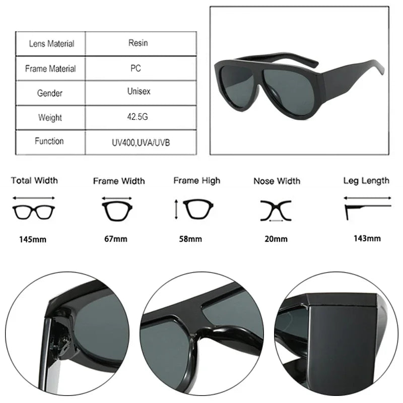 JNPCXI Ins Popular Fashion Pilot Women Leopard Green Sunglasses Retro Wide Legs Men Trending Punk Gradient Sun Glasses