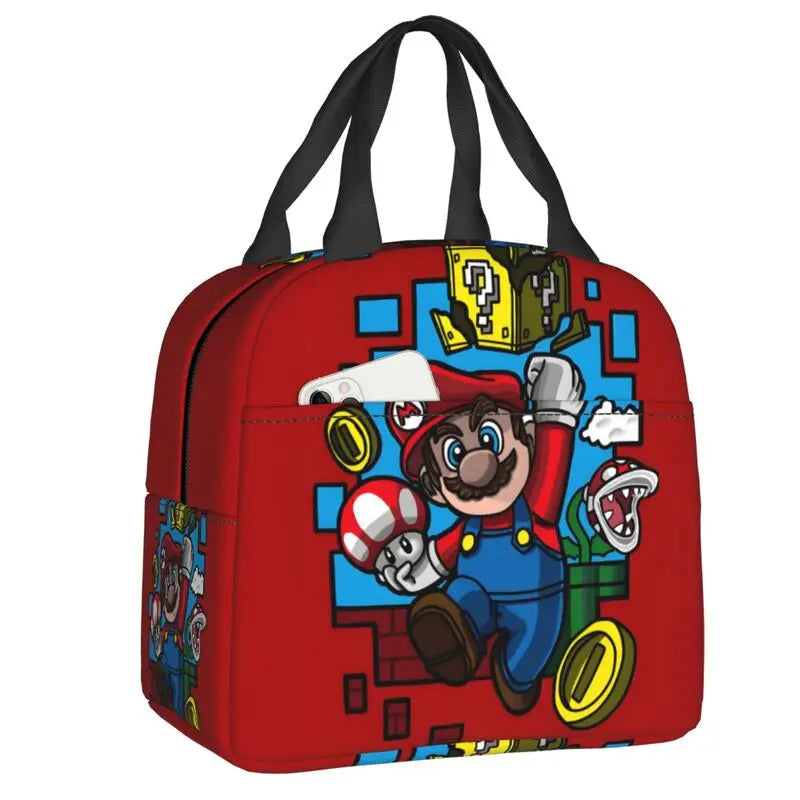 Custom Mario SuperBros Insulated Lunch Bag Reusable Thermal Cooler Lunch Box M15