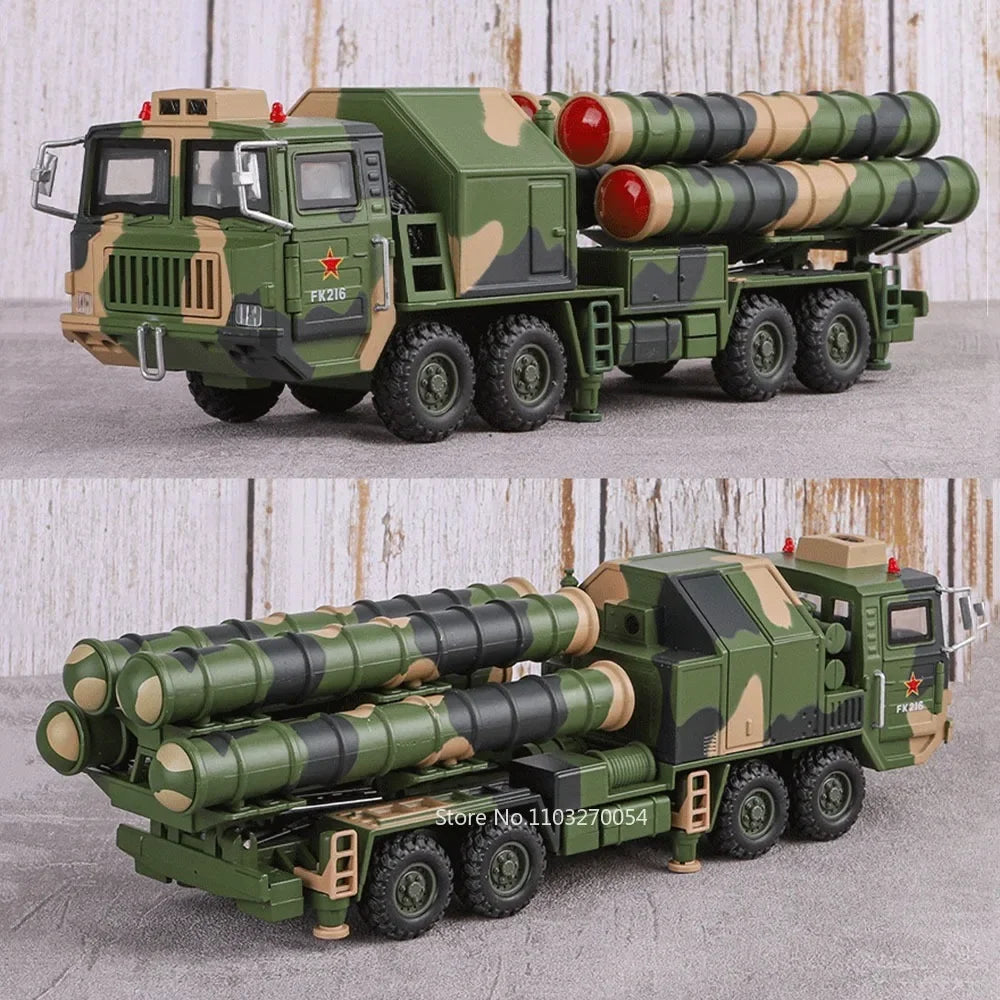 1:40 HQ-9 Anti-aircraft Missiles T99A  Alloy Model Car Toys Diecast Military Vehice Doors Opened Rubber Tire Children's Toy Gift