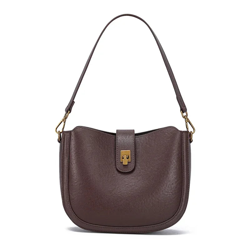 Woman Cowhide Genuine Leather Shoulder Bag Ladies OL Top grain Leather Handbag Female Fashion Luxury Design Crossbody Bags